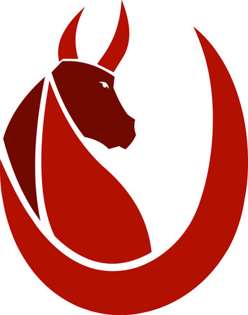 Bull Or Ox Face Silhouette Symbol Of 2021 Year Of The Ox. Vector Illustration Isolated On Transparent Backgroundのイラスト素材