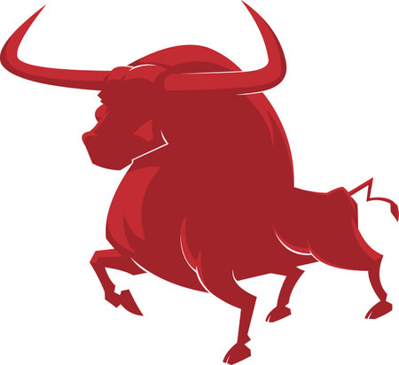 Bull Or Ox Silhouette Symbol Of 2021 Year Of The Ox. Vector Illustration Isolated On Transparent Backgroundのイラスト素材