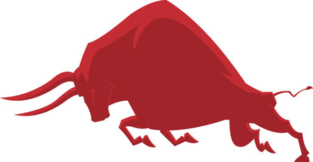 Bull Or Ox Silhouette Symbol Of 2021 Year Of The Ox. Vector Illustration Isolated On Transparent Backgroundのイラスト素材