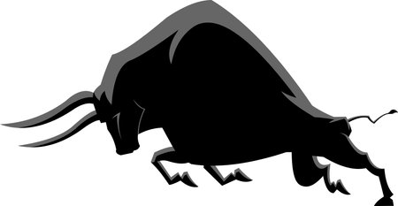 Bull Or Ox Silhouette Symbol Of 2021 Year Of The Ox. Vector Illustration Isolated On Transparent Backgroundのイラスト素材