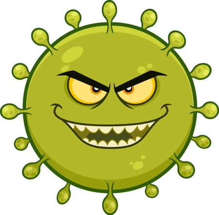 Coronavirus (COVID-19) Cartoon Character of Pathogenic Bacteria. Vector Illustration Isolated On Transparent Backgroundのイラスト素材