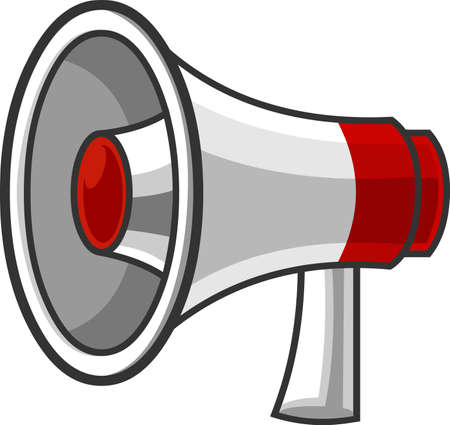 Cartoon Megaphone. Vector Hand Drawn Illustration Isolated On Transparent Backgroundのイラスト素材