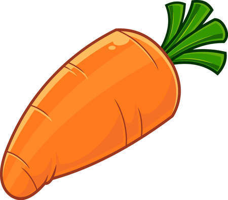 Cartoon Orange Carrot With Green Leaves. Vector Hand Drawn Illustration Isolated On Transparent Backgroundのイラスト素材