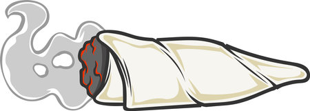 Cartoon Cartoon Marijuana Cannabis Cigarette With Smoke Vector Hand Drawn Illustration Isolated On Transparent Backgroundのイラスト素材