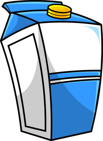Cartoon Milk Carton Box. Vector Hand Drawn Illustration Isolated On Transparent Backgroundのイラスト素材