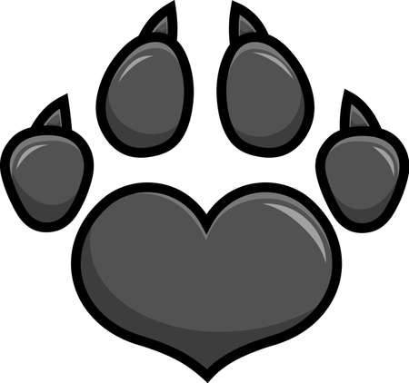 Gray Love Paw Print Design. Vector Illustration Isolated On White Backgroundのイラスト素材
