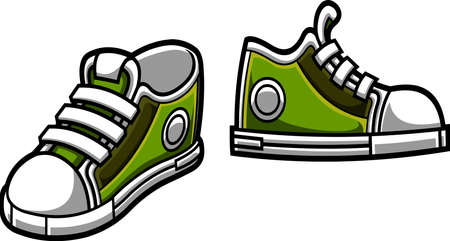 Cartoon Sneakers. Vector Hand Drawn Illustration Isolated On Transparent Backgroundのイラスト素材