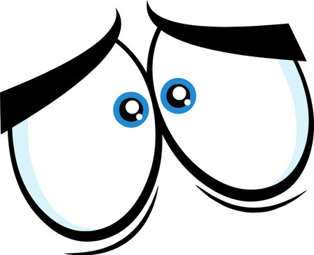 Uncomfortable Cartoon Funny Eyes. Vector Hand Drawn Illustration Isolated On Transparent Backgroundのイラスト素材