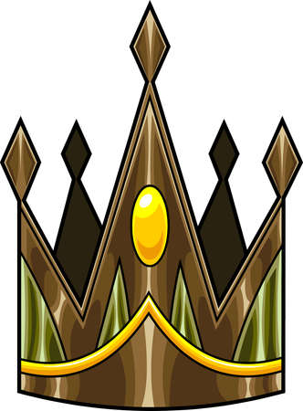 Cartoon Golden Crown With Diamonds. Vector Hand Drawn Illustration Isolated On Transparent Backgroundのイラスト素材