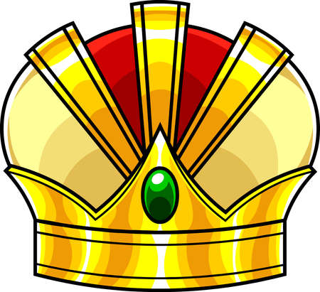 Cartoon Golden Crown With Diamond. Vector Hand Drawn Illustration Isolated On Transparent Backgroundのイラスト素材