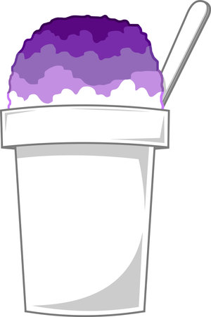 Cartoon Shaved Ice In Cup With Spoon. Vector Hand Drawn Illustration Isolated On Transparent Backgroundのイラスト素材