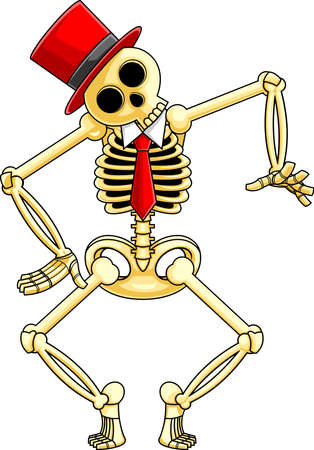 Halloween Skeleton Ghost Cartoon Character Dancing. Vector Hand Drawn Illustration Isolated On Transparent Backgroundのイラスト素材