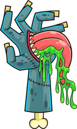Scary Zombie Hand. Cartoon Vector Hand Drawn Illustration Isolated On Transparent Backgroundのイラスト素材