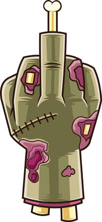 Evil Zombie Hand Showing Middle Finger. Cartoon Vector Hand Drawn Illustration Isolated On White Backgroundのイラスト素材
