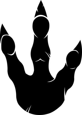 Allosaurus Dinosaur Black Paw Silhouette With Claws Print Logo Design. Vector Hand Drawn Illustration Isolated On White Backgroundのイラスト素材