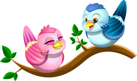 The 12 Days Of Christmas - 2-Nd Day - Two Turtle Doves. Vector Hand Drawn Illustration Isolated On Transparent Backgroundのイラスト素材