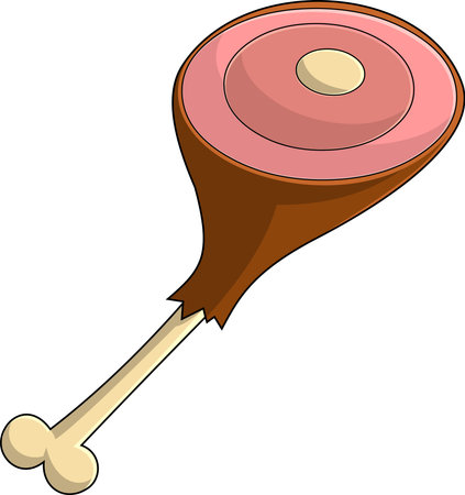 Cartoon Roast Pork Leg. Vector Hand Drawn Illustration Isolated On Transparent Backgroundのイラスト素材