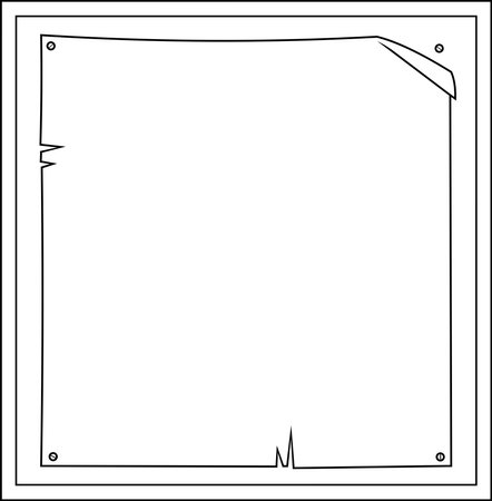 Outlined Cartoon Wooden Blank Sign With Paper. Vector Hand Drawn Illustration Isolated On Transparent Backgroundのイラスト素材