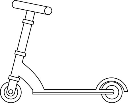 Outlined Cartoon Kick Scooter. Vector Hand Drawn Illustration Isolated On Transparent Backgroundのイラスト素材