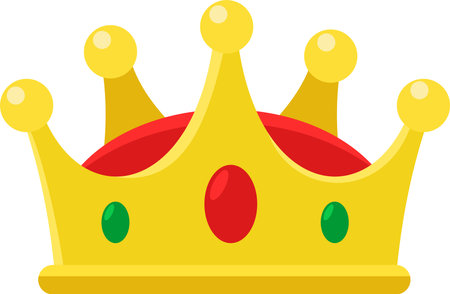 Cartoon Prince Golden Crown With Diamonds. Vector Illustration Flat Design Isolated On Transparent Backgroundのイラスト素材