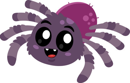 Cute Spider Cartoon Character. Vector Illustration Flat Design Isolated On Transparent Backgroundのイラスト素材