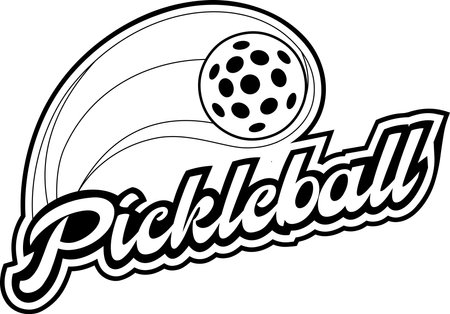 Black PickleBall Graphic Logo Design. Vector Hand Drawn Illustration Isolated On Transparent Backgroundのイラスト素材