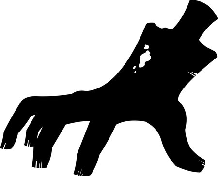 Halloween Zombie Hand Black Silhouette Crawling. Vector Hand Drawn Illustration Isolated On Transparent Backgroundのイラスト素材