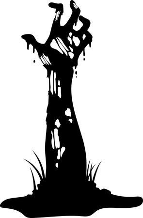 Halloween Zombie Hand Black Silhouette. Vector Hand Drawn Illustration Isolated On Transparent Backgroundのイラスト素材