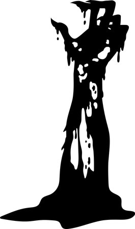 Halloween Zombie Hand Black Silhouette. Vector Hand Drawn Illustration Isolated On Transparent Backgroundのイラスト素材