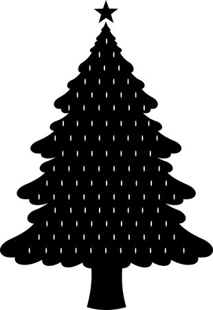 Christmas Tree Abstract Black Silhouette. Vector Hand Drawn Illustration Isolated On Transparent Backgroundのイラスト素材
