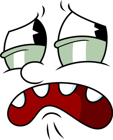 Scared Retro Cartoon Face with Nervous Expression. 30s 50s 60s Vintage Animation Characterのイラスト素材