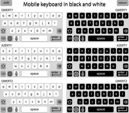 Phone keyboard in black and white, smart phone keypad, mobile phone key textのイラスト素材