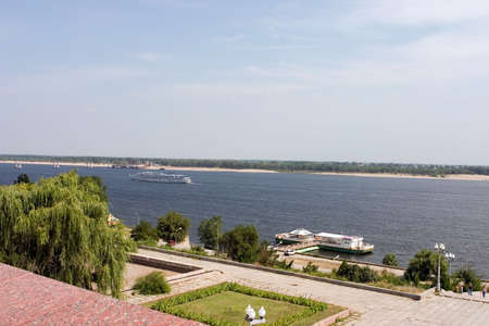 View to the Volga river Volgograd Russiaの写真素材