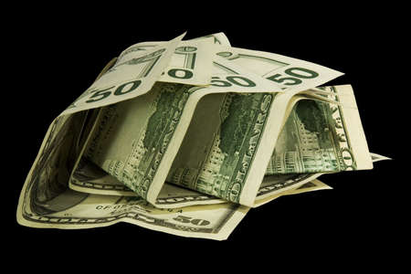 50 dollars isolated on black background with 