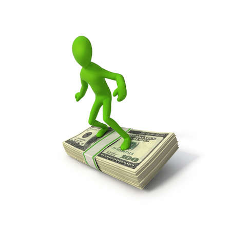 man with money on white isolated. 3d renderの写真素材