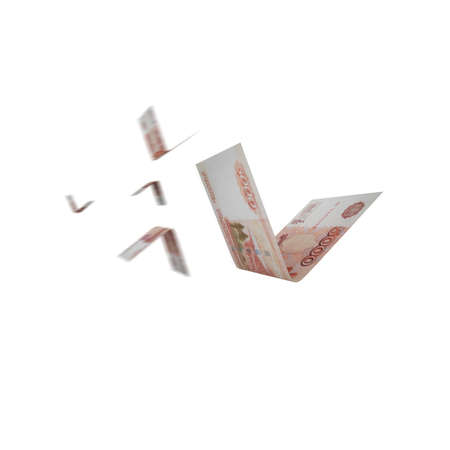flying money on white isolated. 3d renderの写真素材