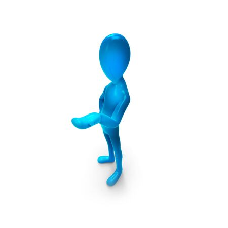 Blue man isolated on white background. 3d renderの写真素材