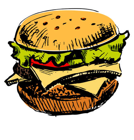 Delicious juicy burgerのイラスト素材