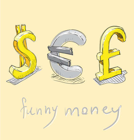 Dollar, euro, pound  funny money signs のイラスト素材