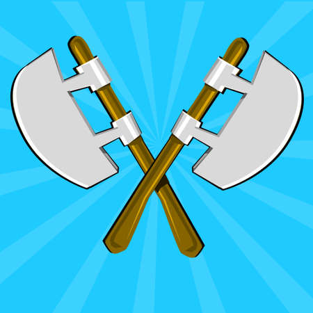Two crossed poleaxes and shieldのイラスト素材