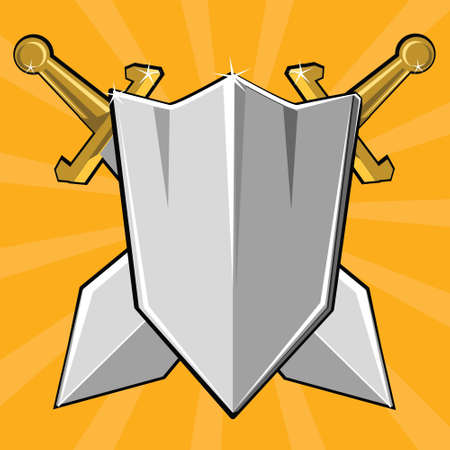 Two crossed swords and shieldのイラスト素材