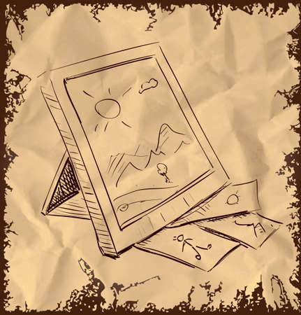 Photo frame icon isolated on vintage backgroundのイラスト素材