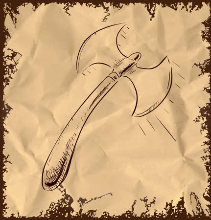 Double sided ax icon on vintage backgroundのイラスト素材