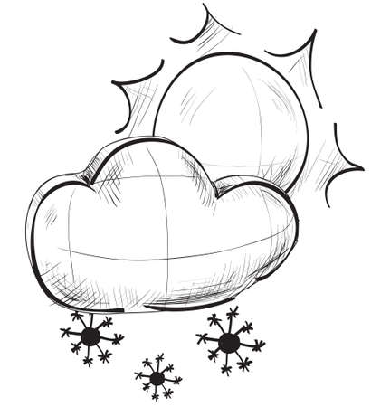 Cloud with snowflakes and sun weather iconのイラスト素材