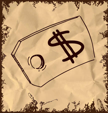 Tag with price sign isolated on vintage backgroundのイラスト素材