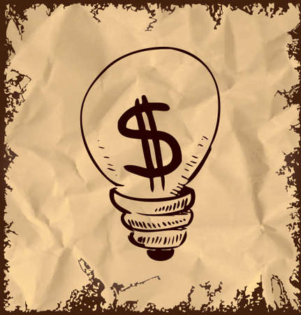 Vintage lightbulb with dollar symbol insideのイラスト素材