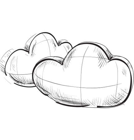 Two blue clouds weather iconのイラスト素材