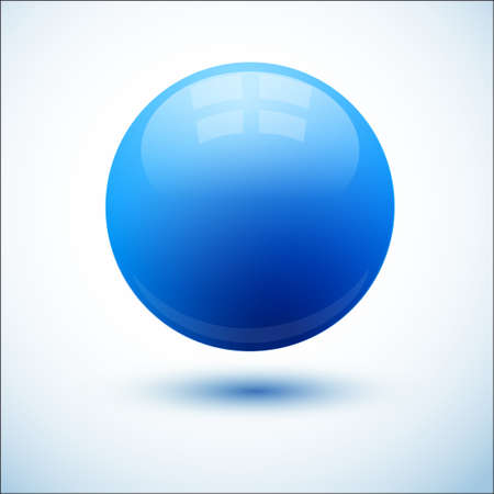 Blue glossy sphere with shadowのイラスト素材