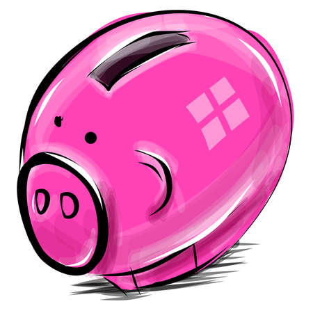 Money box cartoon pig sketch  illustrationのイラスト素材