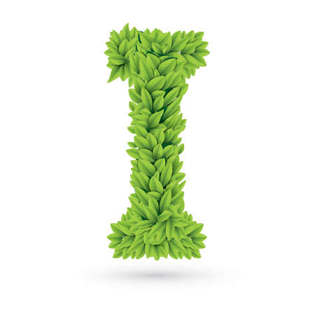 Letter of green leaves with shadowのイラスト素材